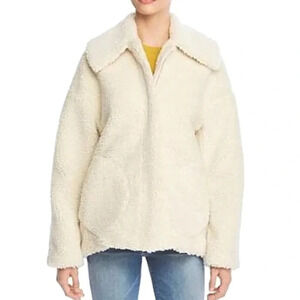 NWT Theory Women's Ivory Pomona Cozy Faux-Shearling Jacket Coat Small